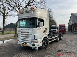 Scania R 124 L 400 6x2 NA Euro 2 handgeschakeld met kabel containersyst camión con sistema de cables