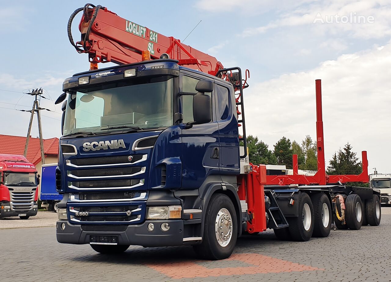 Scania R560 V8 6x4 MANUAL LOGLIFT 241-SL ALUFELGEN + HUTTNER TRAILER KO camión maderero