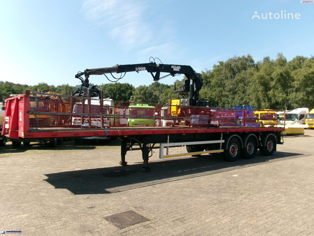 Fruehauf 3-axle platform trailer + Atlas 3008 crane semirremolque plataforma